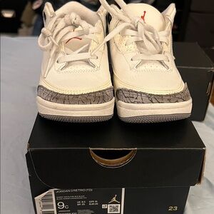 Jordan Kids Sneakers White with Gray and Red Details